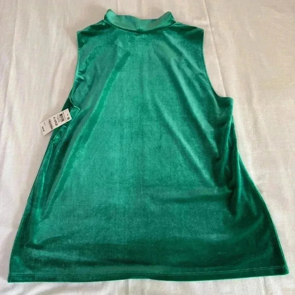 New With Tags CHARTER CLUB Sleeveless Top Green Velvet Mock Neck Size XL Holiday - Picture 5 of 5